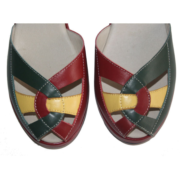 Edith - Red, Green & Yellow Leather