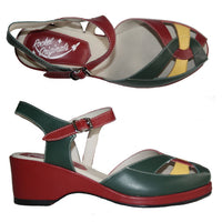 Edith - Red, Green & Yellow Leather