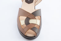 Edith  - Brown, Tan & Cream Leather