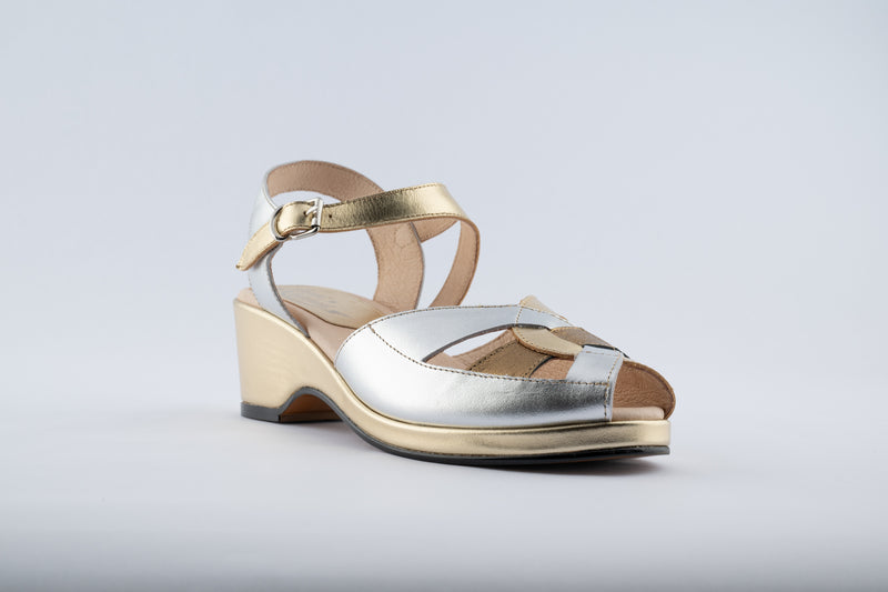 Edith  - Gold, Silver & Bronze Leather