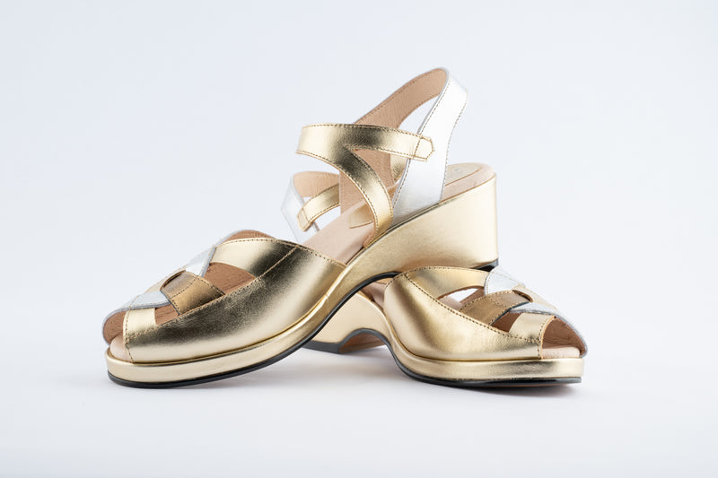 Edith  - Gold, Silver & Bronze Leather