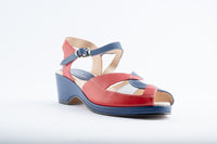 Edith - Red, Blue & White Leather