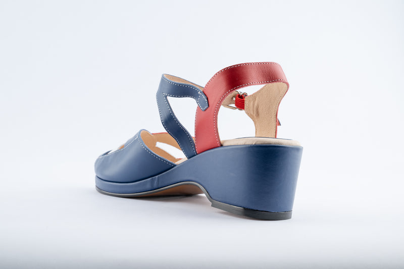 Edith - Red, Blue & White Leather