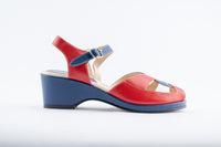 Edith - Red, Blue & White Leather