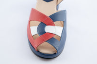 Edith - Red, Blue & White Leather