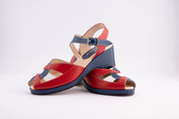Edith - Red, Blue & White Leather