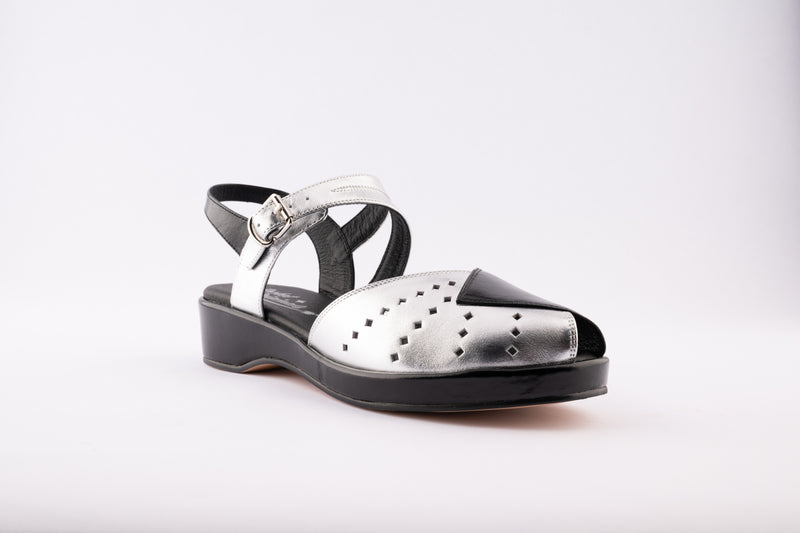 Flora - Black/Silver Leather