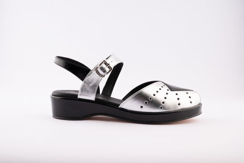 Flora - Black/Silver Leather