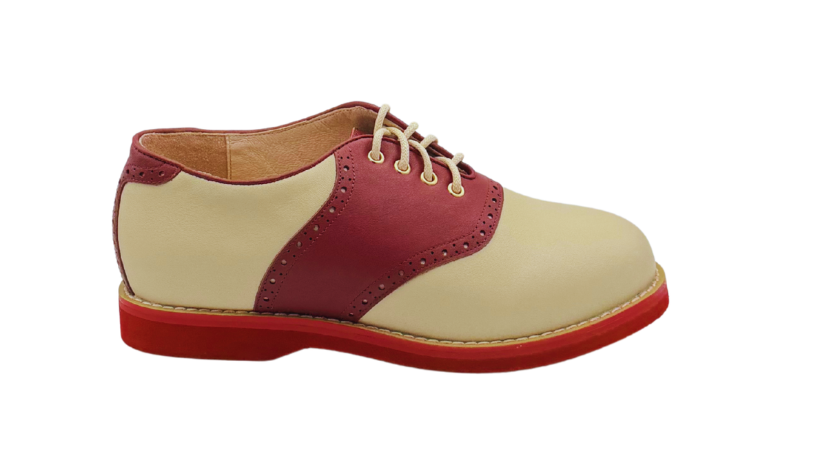 Ladies' Saddle Shoe - Burgundy and Cream