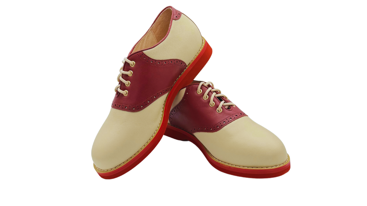 Ladies' Saddle Shoe - Burgundy and Cream