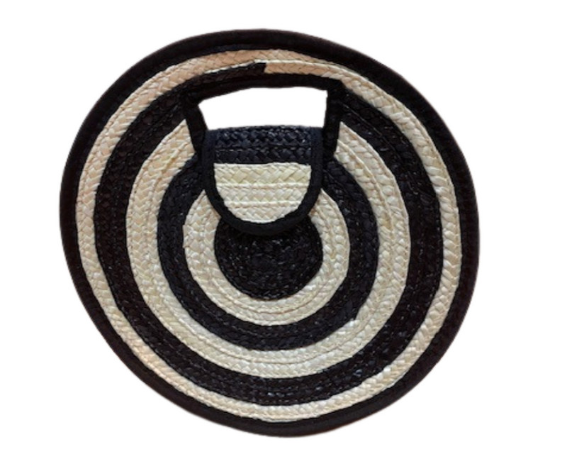 Straw Target Bag - Black & Cream