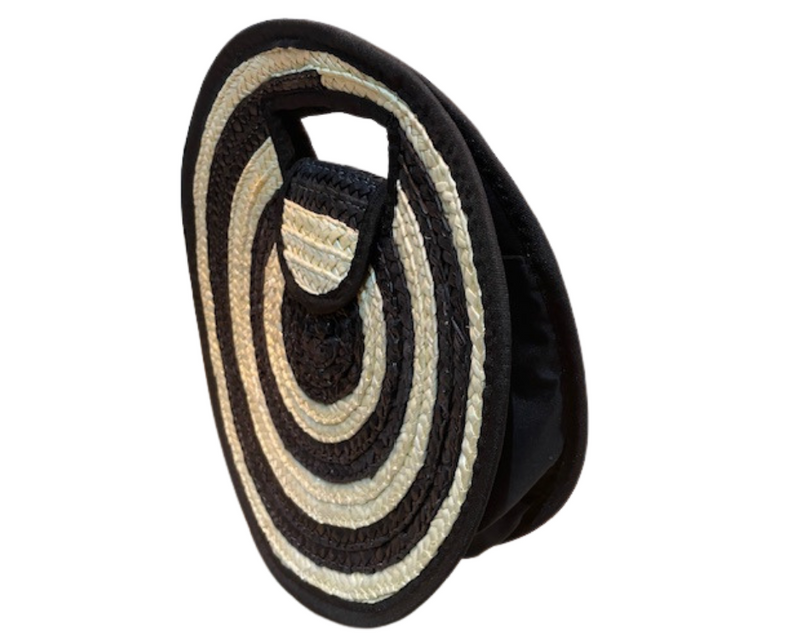 Straw Target Bag - Black & Cream