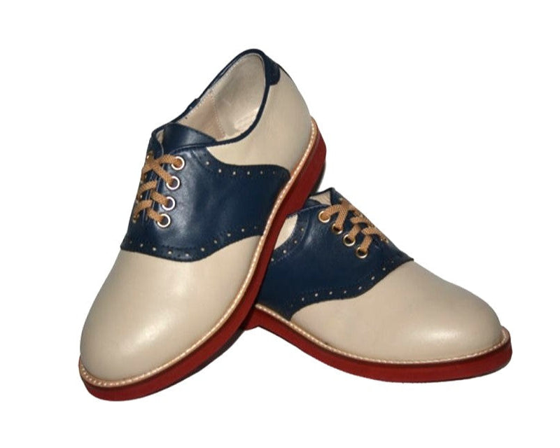 Saddle Shoe - Narrow/Medium Width - Blue/Cream