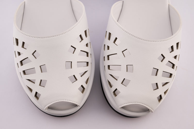 Greta - White Vegan Leather