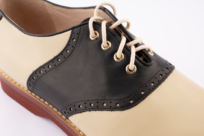 Saddle Shoe - Medium Width - Black/Cream