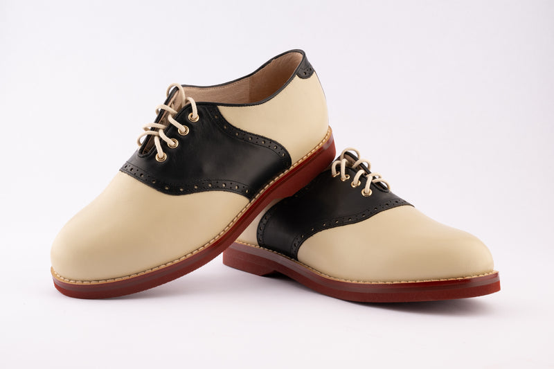 Saddle Shoe - Medium Width - Black/Cream