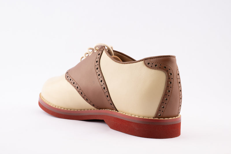 Saddle Shoe - Medium Width - Brown/Cream