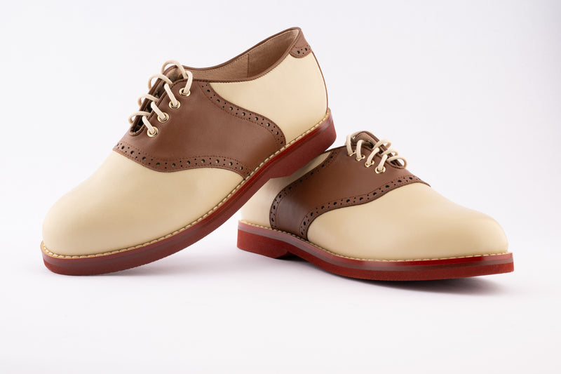 Saddle Shoe - Medium Width - Brown/Cream