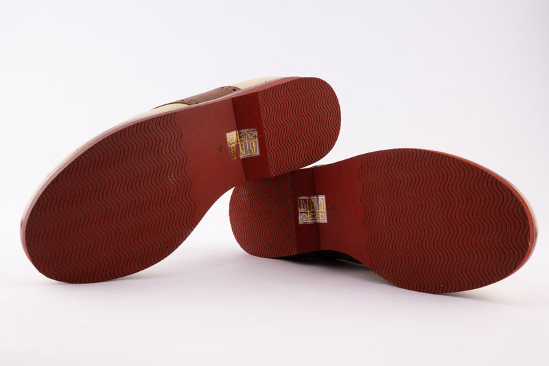 Saddle Shoe - Medium Width - Brown/Cream