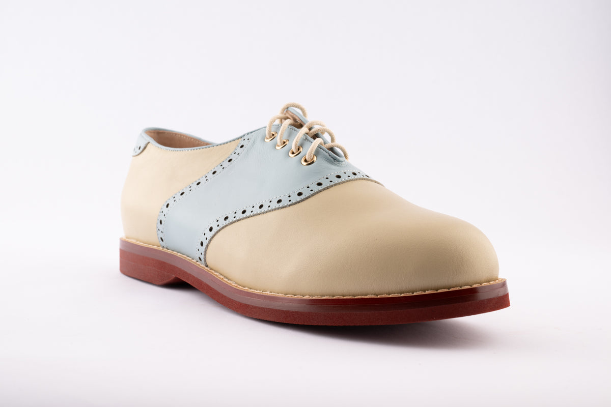 Saddle Shoe - Medium Width - Light Blue/Cream