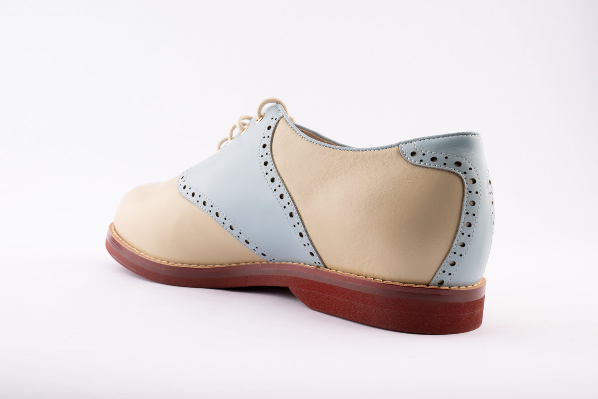 Saddle Shoe - Medium Width - Light Blue/Cream