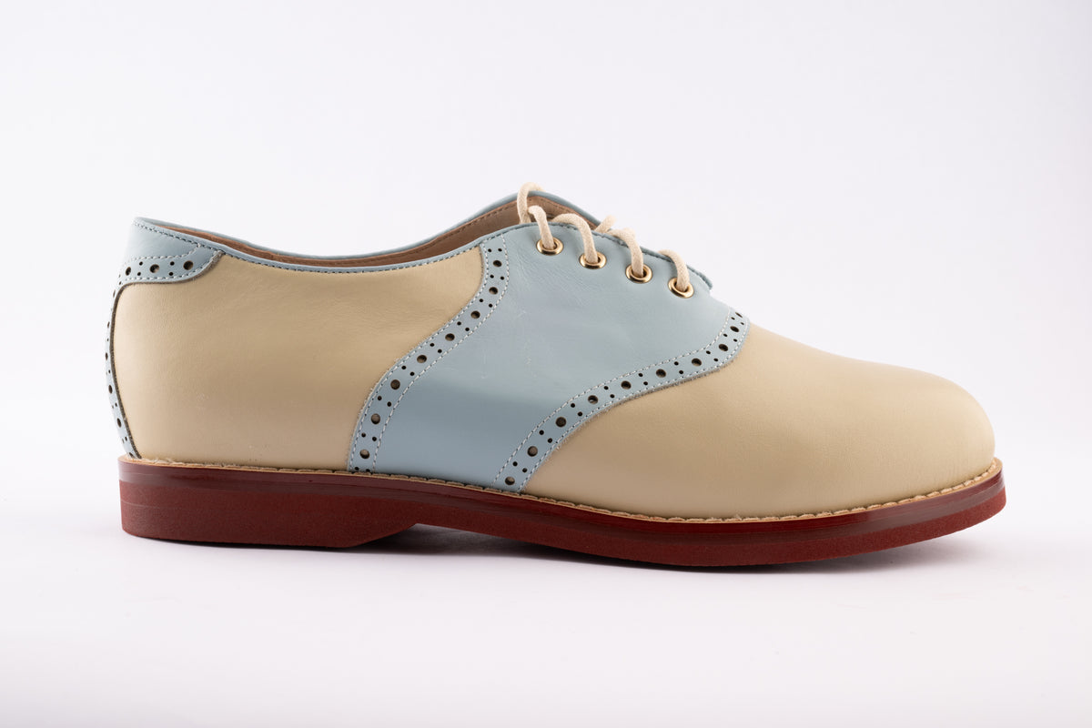 Saddle Shoe - Medium Width - Light Blue/Cream