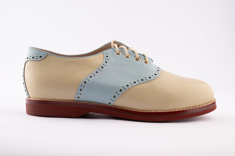 Saddle Shoe - Medium Width - Light Blue/Cream