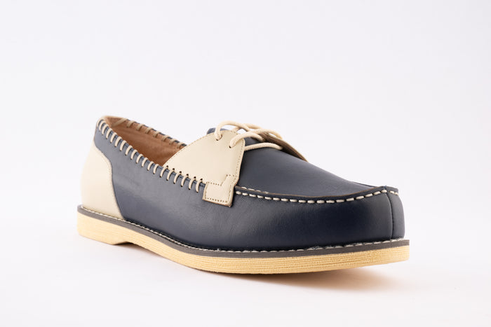 Mitzi - Navy & Cream Leather