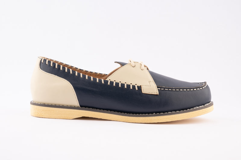 Mitzi - Navy & Cream Leather