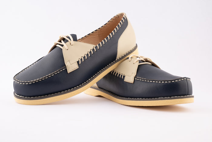 Mitzi - Navy & Cream Leather
