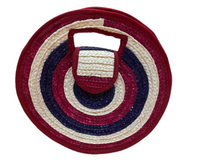 Straw Target Bag - Red & Blue