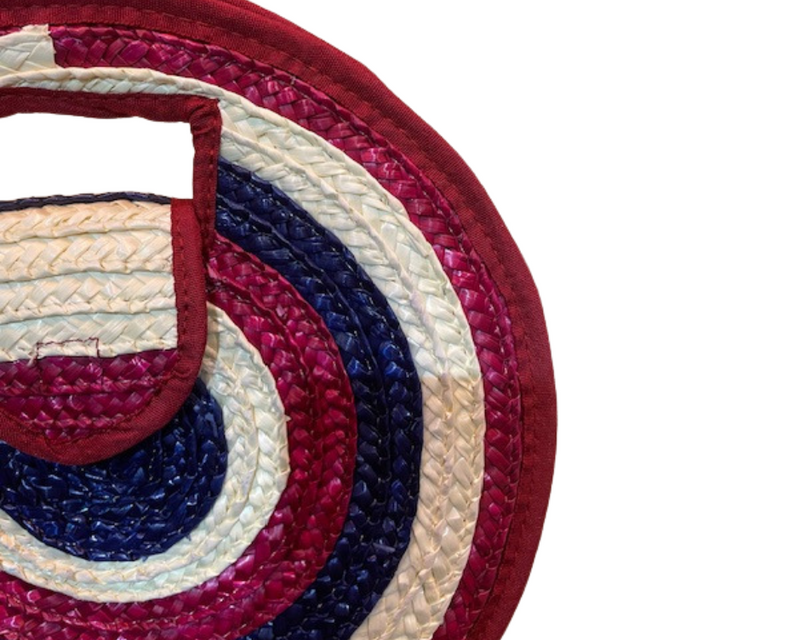 Straw Target Bag - Red & Blue