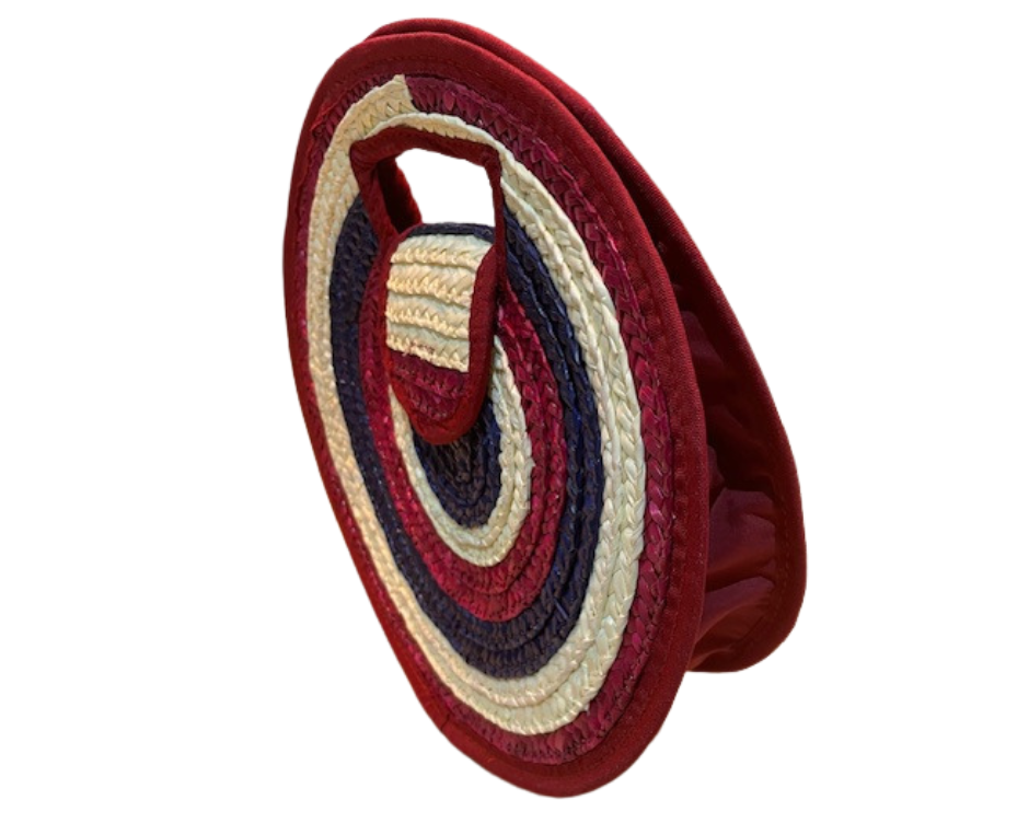 Straw Target Bag - Red & Blue